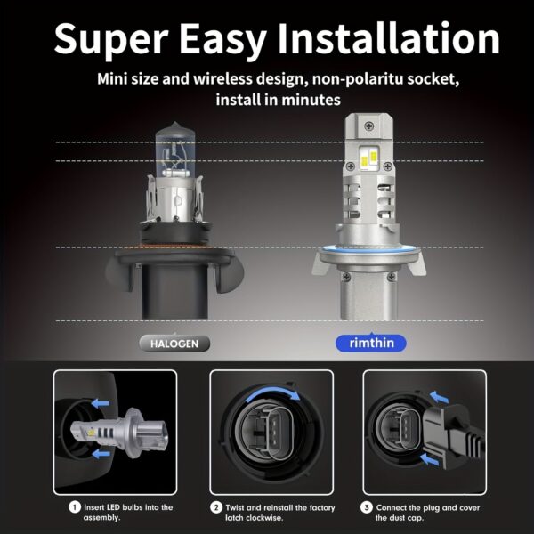 YAWMOLD H13 LED Headlight Bulbs 60W 6000K 2-Pack