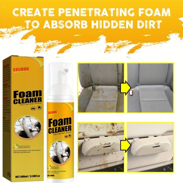 EELHOE Interior Foam Cleaner for Car Leather & Plastic Surfaces No-Rinse - Image 6