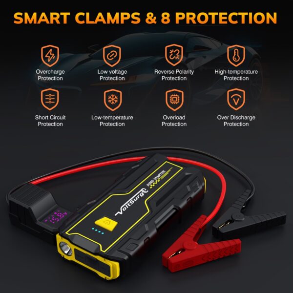 3000A Car Jump Starter with LED Light - 12V Battery for Gas/Diesel 1.85gal/1.45gal - Image 6