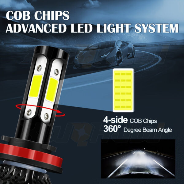 H11 H9 H8 9005 HB3 LED Headlight Bulbs 6000K White Combo Pack - Image 6