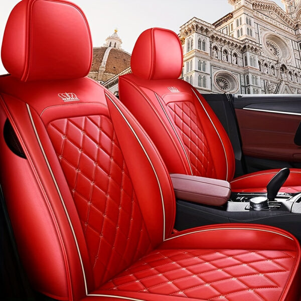 Car Seat Covers Full Set Faux Leather 5-Seat Universal Fit - Image 15