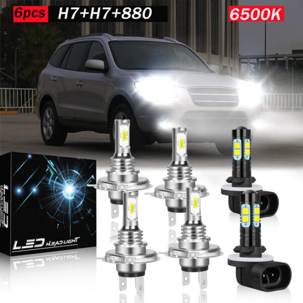 Hyundai Santa Fe LED Headlight Bulbs Kit 2007-2009 6000K White - Image 7