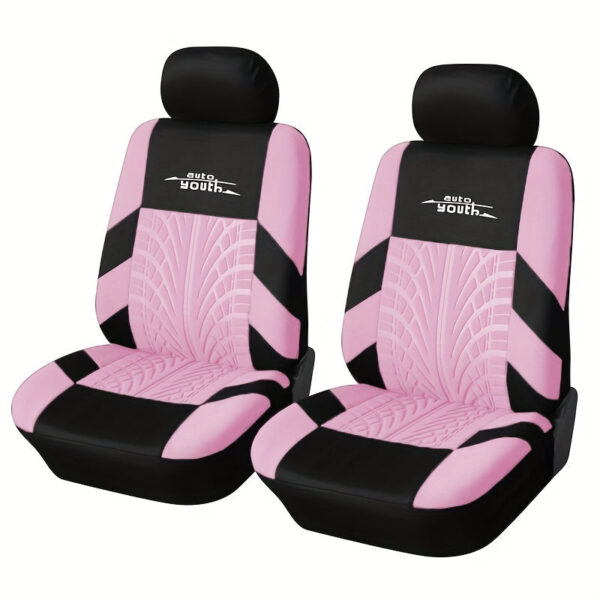 Universal Front Car Seat Covers with Tire Track Design - Image 3