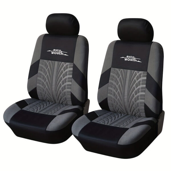 Universal Front Car Seat Covers with Tire Track Design
