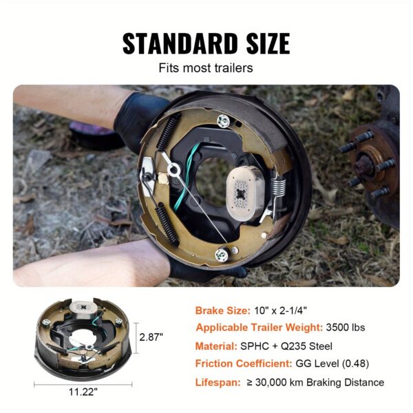 Happybuy Electric Trailer Brake Assembly Kit 10-inch 3500lb - Image 4