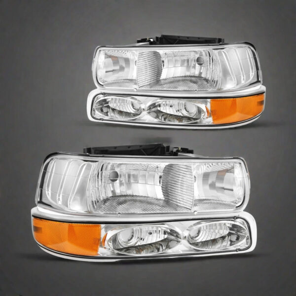 Black Chrome Headlight Assembly with Bumper Lights for Chevrolet Silverado 1500 2500 1999-2002 Tahoe Suburban 2000-2006 - Image 4