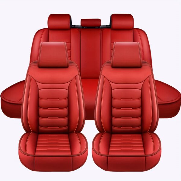 Universal 5-Seat Car Seat Cover Set Waterproof Faux Leather - Image 6