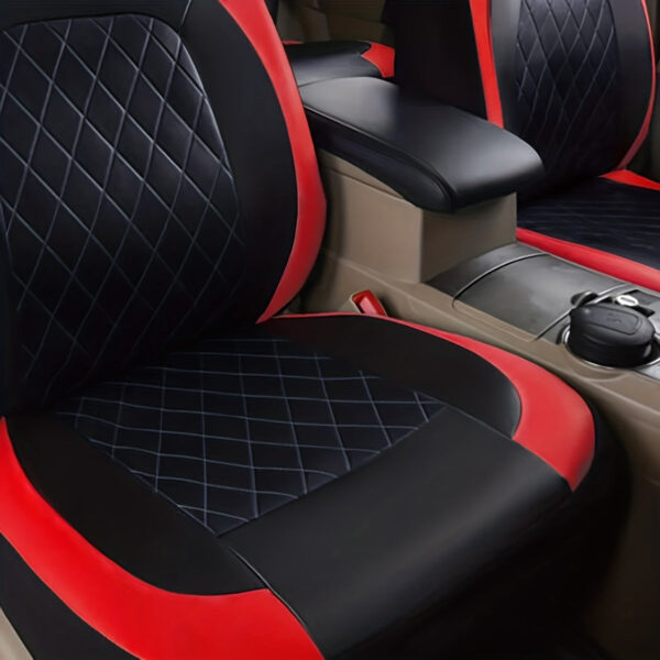 Quilted Faux Leather Car Seat Covers with Diamond Stitching - Image 6