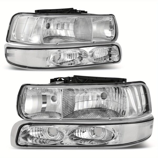 Black Chrome Headlight Assembly with Bumper Lights for Chevrolet Silverado 1500 2500 1999-2002 Tahoe Suburban 2000-2006 - Image 6