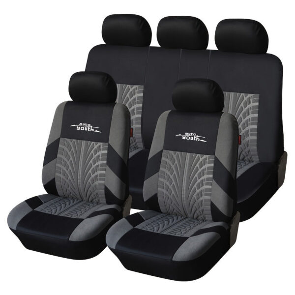 Universal Car Seat Covers Full Set - 3D Tyre Print Polyester - Image 4
