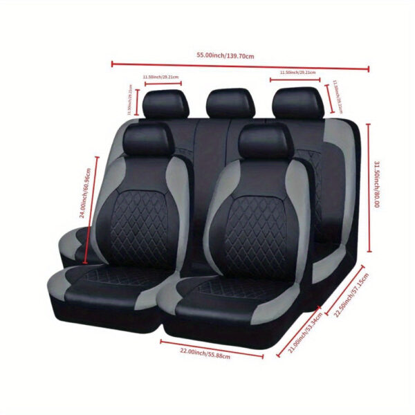 Quilted Faux Leather Car Seat Covers with Diamond Stitching - Image 2
