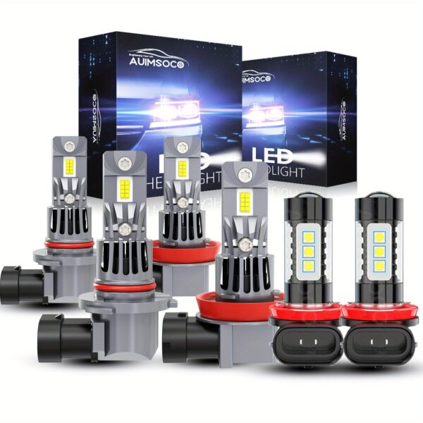 LED Headlight & Fog Light Bulbs - 9005+H11 80W 6500K White (6-Pack) - Image 7