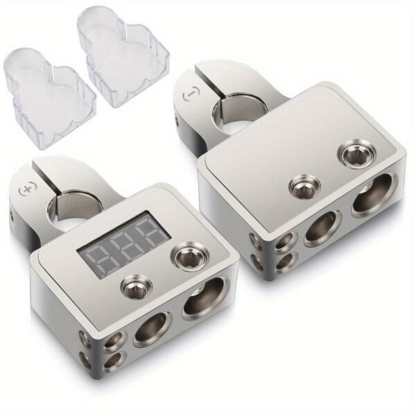 Car Battery Terminal Connector Kit with Digital Voltmeter 0-8 AWG - Image 7