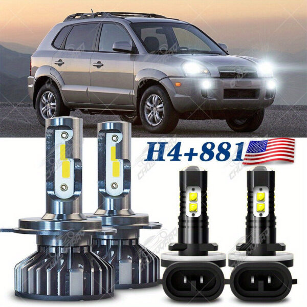 LED Headlight & Fog Light Bulb Set for Hyundai Tucson 2005-2009 H4/9003 6000K - Image 7
