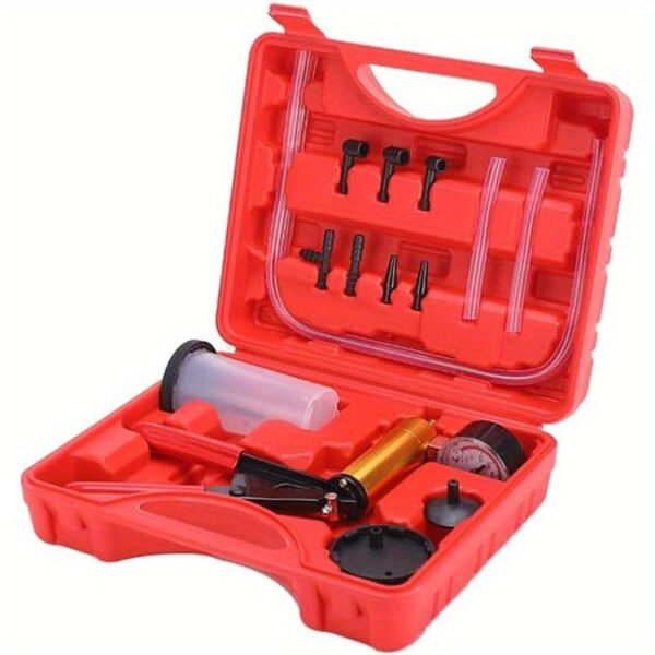 Automotive Brake Bleed Kit with Vacuum Pump and Gauge 16pc