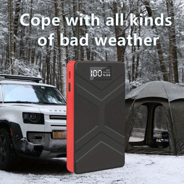 Slim Emergency Car Jump Starter with LED Light & USB Charging - Image 4