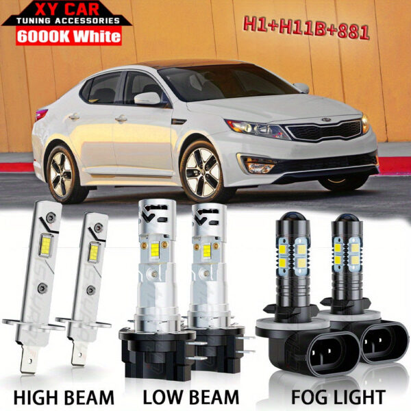 LED Headlight & Fog Light Bulb Set for Kia Optima 2011-2013 6000K - Image 7