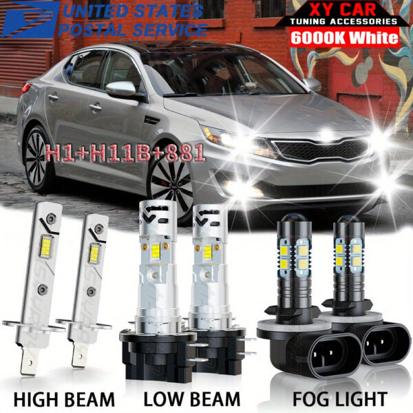 LED Headlight and Fog Light Kit 6000K for Kia Optima 2011-2013 - Image 2
