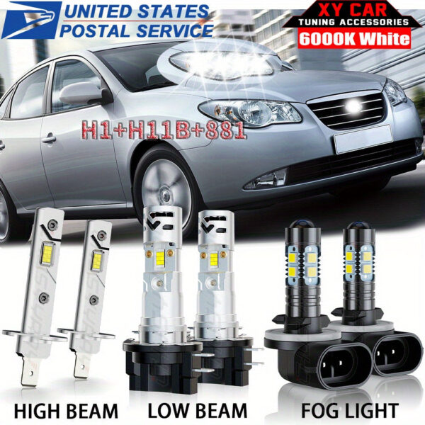 Hyundai Elantra LED Headlight and Fog Light Set 2007-2010 - Image 7