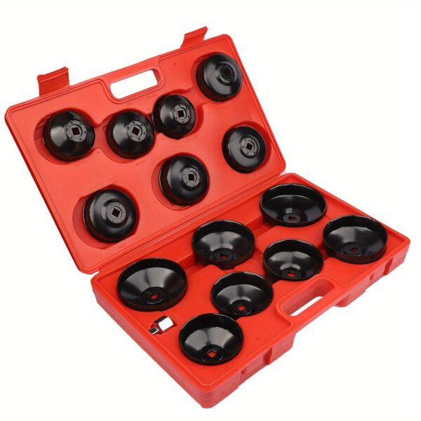 15pc Oil Filter Wrench Socket Set 3/8 inch Drive with 1/2 inch Adapter