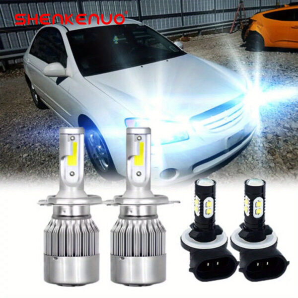 LED Headlight & Fog Light Bulb Kit - Kia Spectra 2005-2009 6000K White (4-Pack) - Image 7
