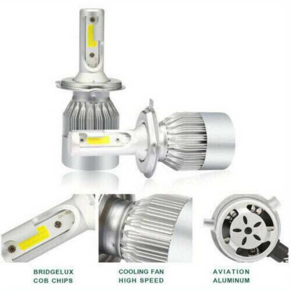 LED Headlight & Fog Light Bulb Kit - Kia Spectra 2005-2009 6000K White (4-Pack) - Image 3