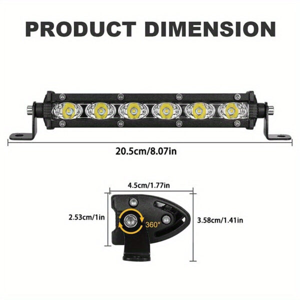 LED Car Work Light Strip 8/14/20 Inch White - Image 5