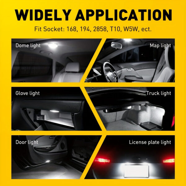 AUXITO T10 194 LED Interior Light Bulbs White 6500K - 10 Pack