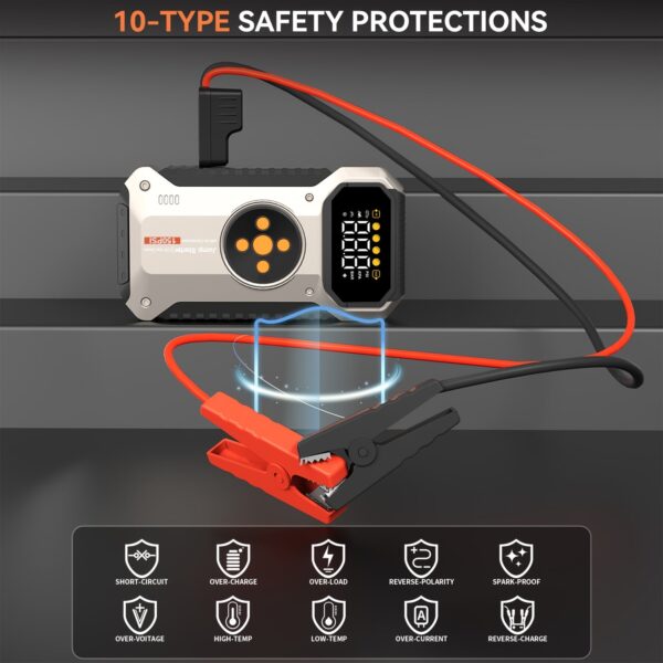 Car Jump Starter with Air Compressor 3000A Peak 150PSI Digital Tire Inflator - Image 4