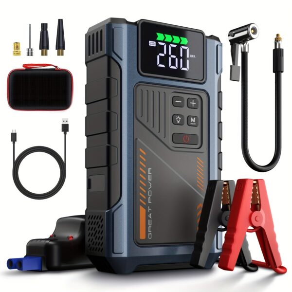 Geeneu W100 Portable Car Jump Starter with Air Compressor 2500A Peak - Image 8