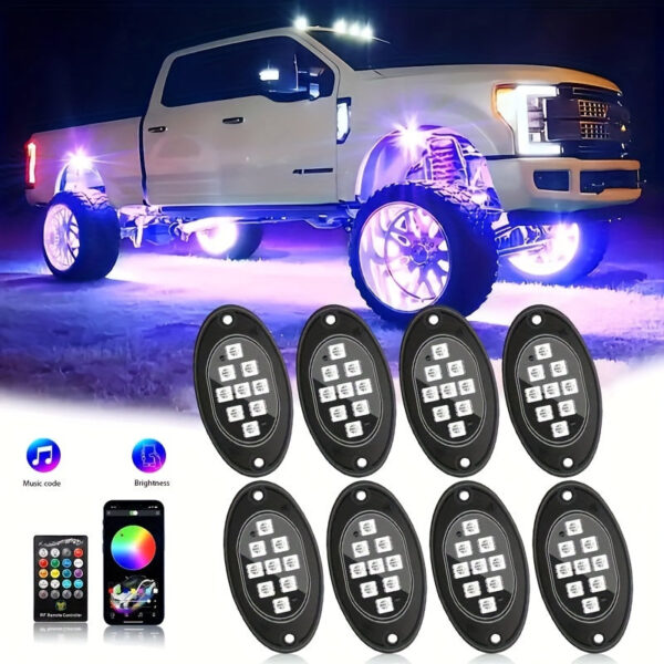 RGB LED Rock Light Kit with Remote Control - Multicolor Underglow Lights for Trucks SUV ATV - Image 7