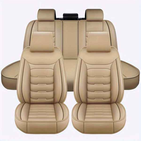 Universal 5-Seat Car Seat Cover Set Waterproof Faux Leather - Image 8