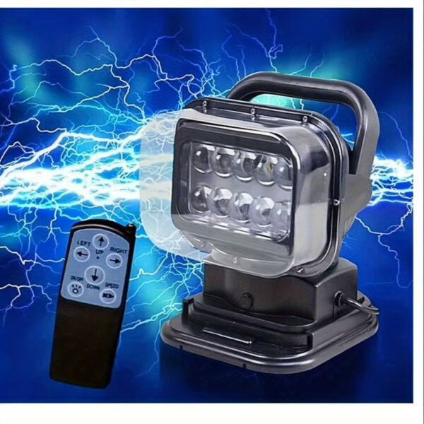 50W LED Search Light 7" Marine Remote Control Rotating Work Light 9-32V