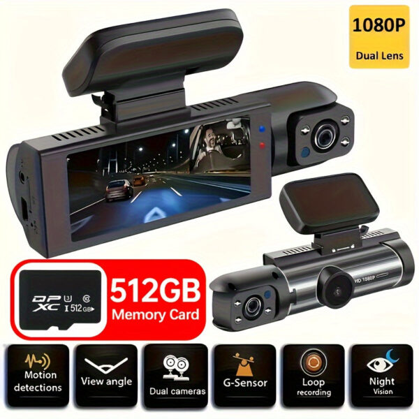 Dual Dash Camera 1080P Front and Interior with Night Vision 3.16 Inch Screen