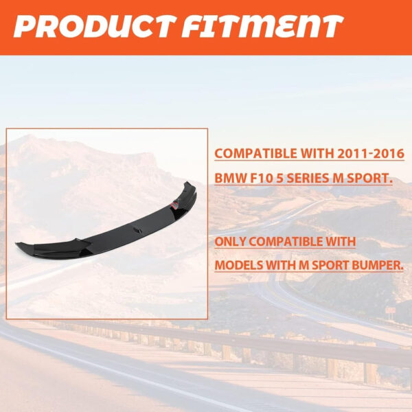 Front Bumper Lip Splitter for BMW F10 528i 535i 550i M Sport 2011-2016 - Image 2