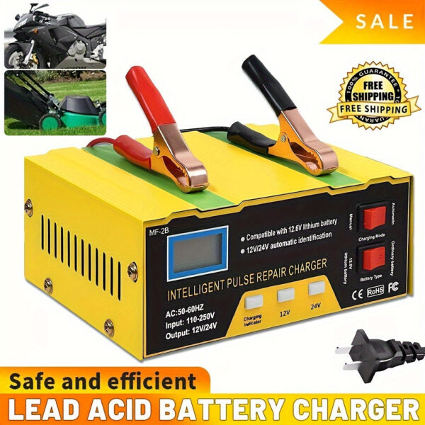 12V/24V Car Battery Charger - Smart Automatic Pulse Repair - Image 2