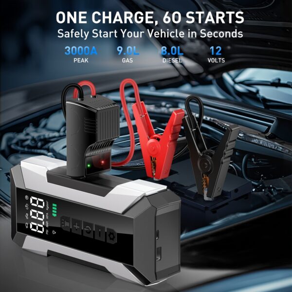 Portable Car Jump Starter 3000A with Air Compressor 150PSI - Image 3
