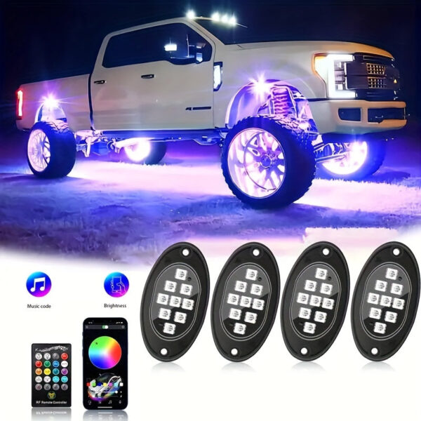 RGB LED Rock Light Kit with Remote Control - Multicolor Underglow Lights for Trucks SUV ATV - Image 5