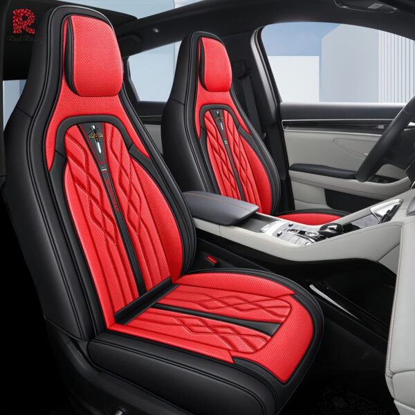 Universal Faux Leather Car Seat Cover Set 9-Piece Red - Image 8