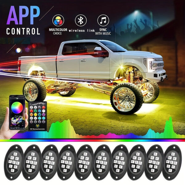 Car RGB LED Light Strip Kit - App Control Music Mode Underbody Lighting