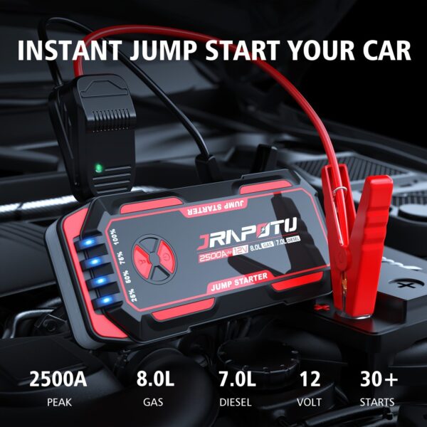 Portable Car Jump Starter 12V with LED Light - Image 2