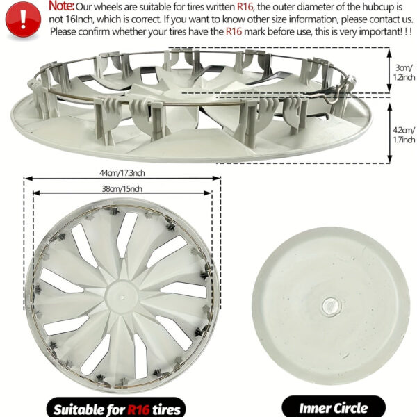 Universal 16-inch Wheel Hub Covers R16 4-Pack - Image 3