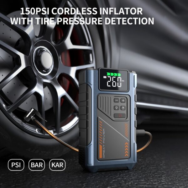 3000A Portable Car Jump Starter and Tire Inflator Combo with LED Light - Image 5
