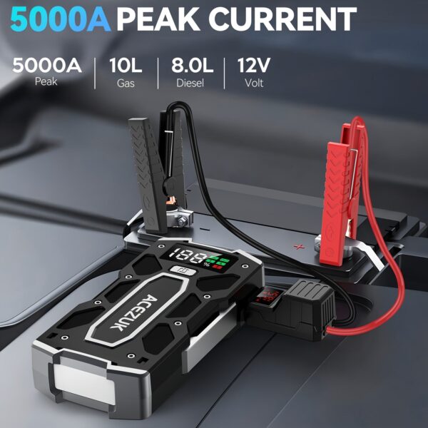 Portable Car Jump Starter 5000A Battery Pack with Smart Cables - Image 3