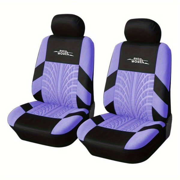 Universal Front Car Seat Covers with Tire Track Design - Image 4