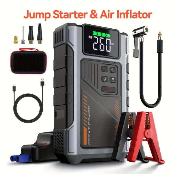 Geeneu W100 Portable Car Jump Starter with Air Compressor 2500A Peak