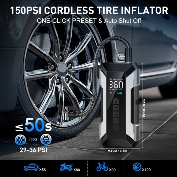 Portable Car Jump Starter 3000A with Air Compressor 150PSI - Image 2