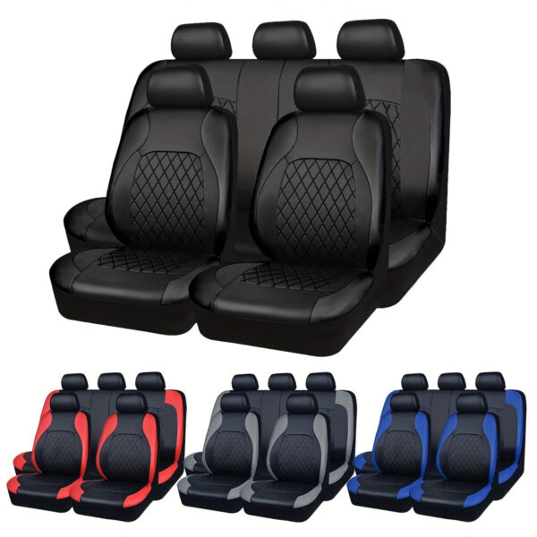 Quilted Faux Leather Car Seat Covers with Diamond Stitching