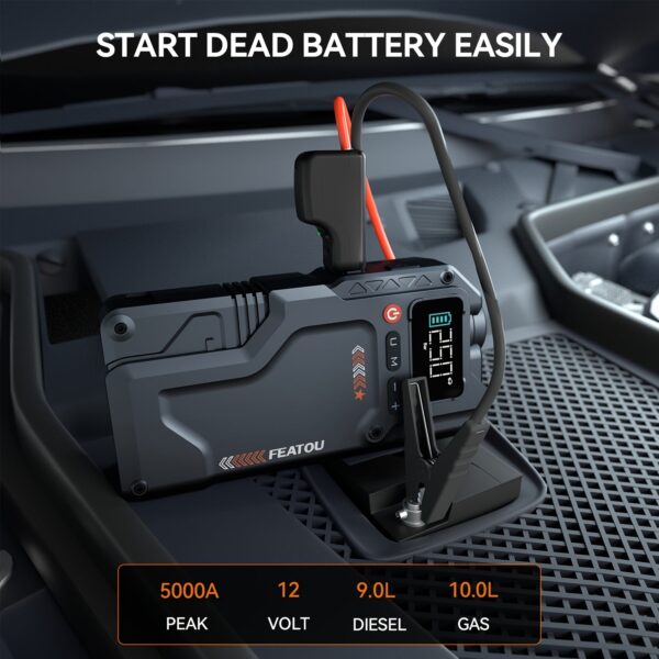 5000A Portable Car Jump Starter with Air Compressor - Digital Display - Image 4