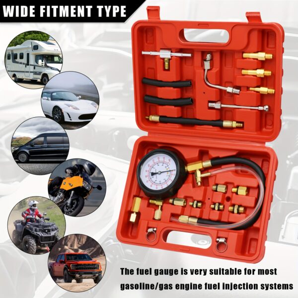 Fuel Injector Pressure Tester Gauge Kit 0-140 PSI - Image 6